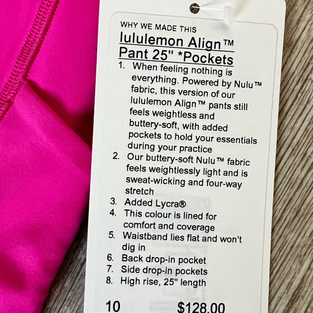 NWT Sonic Pink lululemon align leggings with pockets - Picture 2 of 5